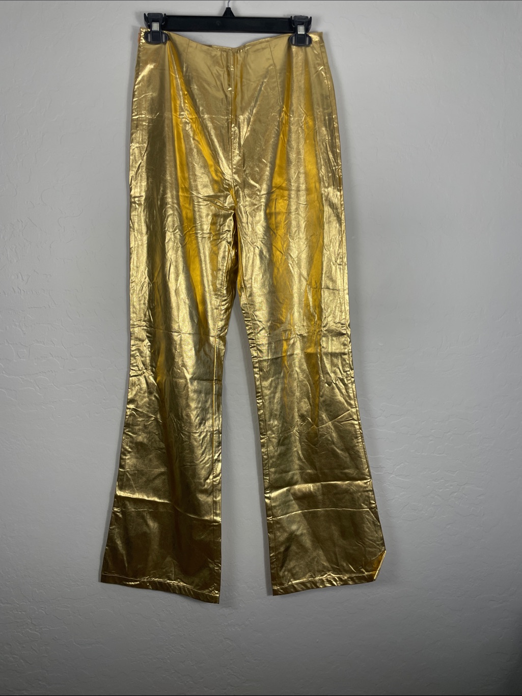 New Hosbjerg Metallic Gold Unique Straight Leg Pants Size Small Disco Fashion — image 2 of 8